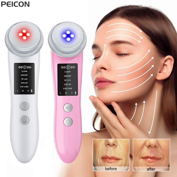 Home Beauty Instrument RF Face Lifting Machine Skin Tightening Device Radio Frequency Rejuvenation EMS Microcurrent For Lift Massager 230701