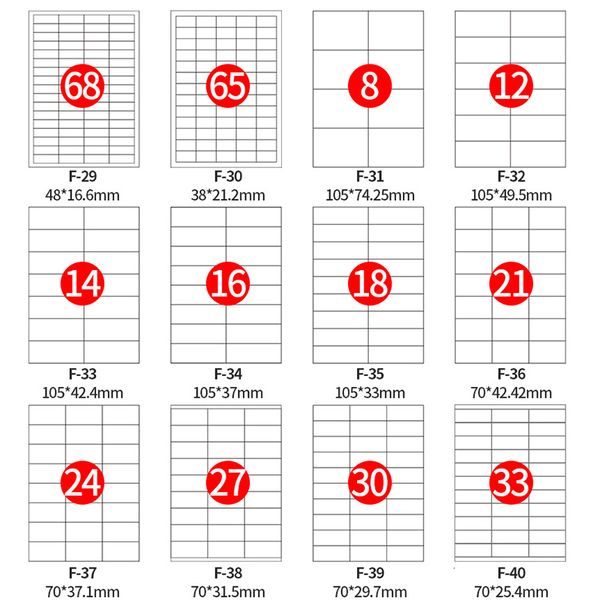 Adesivi adesivi 42 misure adesivo vuoto etichetta autoadesiva A4 stampante a getto d'inchiostro laser fotocopiatrice carta artigianale etichette codici a barre aziendali 100 fogli 230630