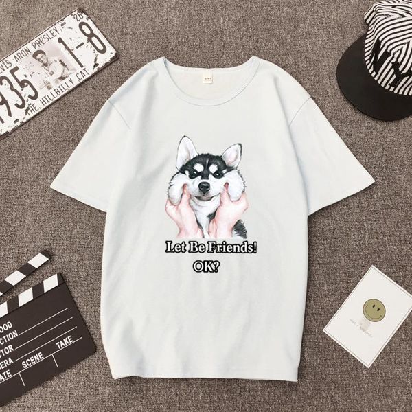 Kadın Tankları Güzel Köpekler Arkadaş Olalım Kadın Yazlık T-Shirt O-Yaka Üstler DZA141