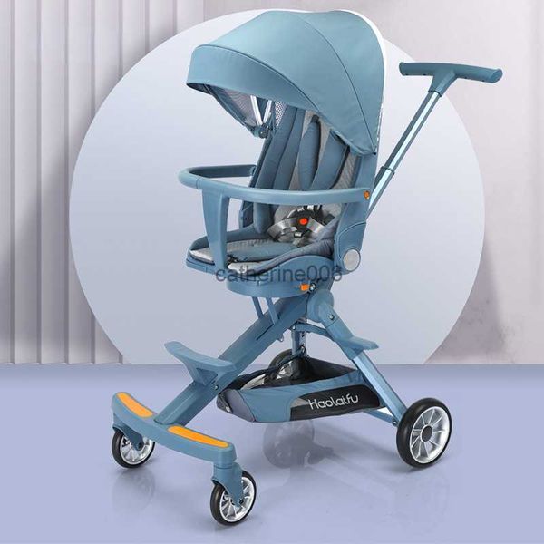 Luxo High View Baby Stroller Boliumizador de mão bidirecional Filler portátil portátil pode sentar-se e deitar quatro rodas carrinho de carro viajante de bebê L230625