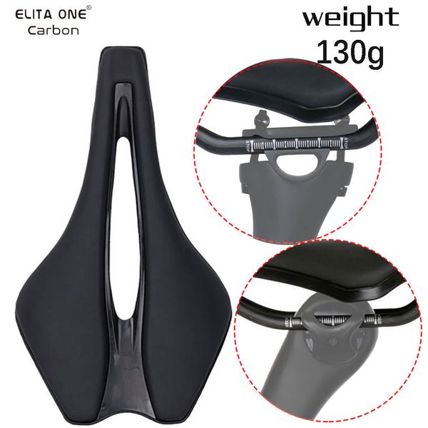 Selle per bici ELITAONE Sella per bici da strada / MTB 130g Binario in carbonio ultraleggero 245 * 139mm Guscio in nylon rinforzato 230630