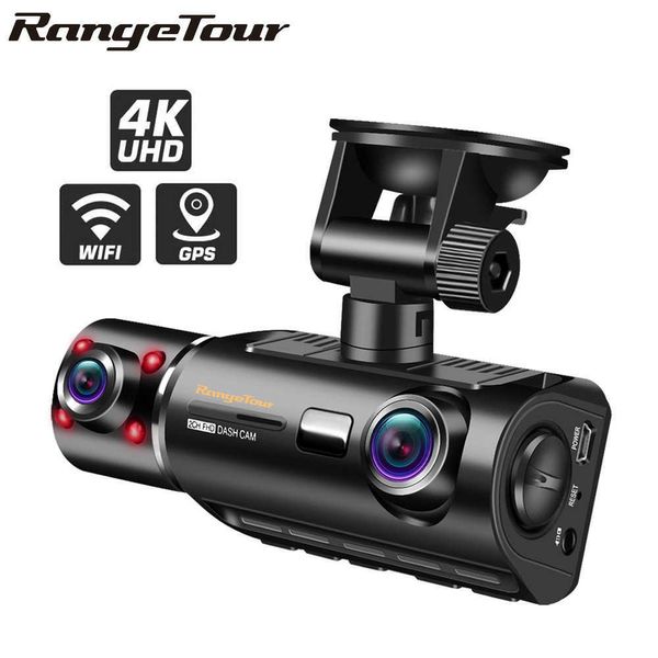 DVR'ler 4K GPS WiFi Lens Full HD 1080P Araba DVR Video Kaydedici 4 IR Gece Görüş WDR Çift Kamera 170 Derece Çizgi KameraHKD230701