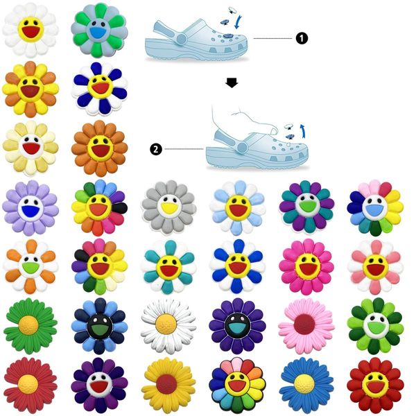 Cartoon Zubehör Muster Charms Schuhe Hausschuhe Dekoration Für Kreuz Die Sonnenblume Charme Clog Drop Lieferung Ot47Z