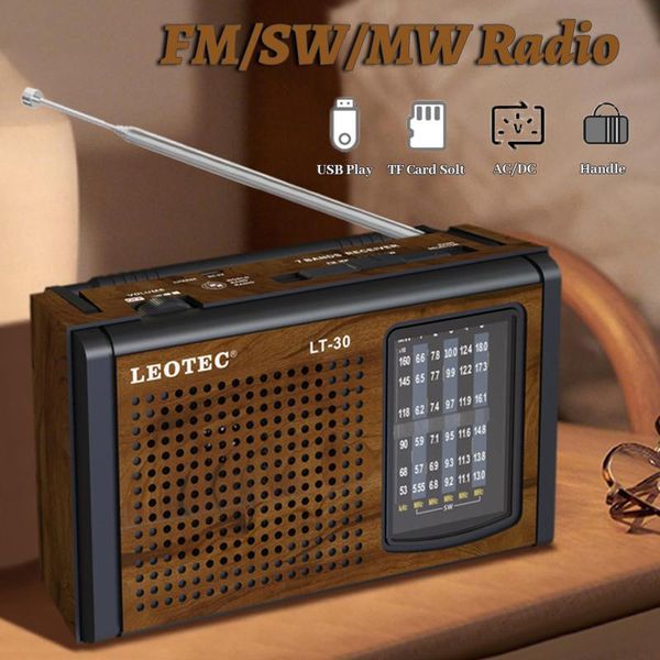 Radio Retro FM/SW/MW Radio Receiver Tragbarer Full-Band-Radio-Lautsprecher MP3-Musik-Player unterstützt USB-TF-Karte spielen DC/AC-Netzteil