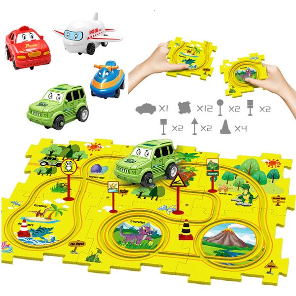 Puzzle 3D Puzzle Giocattoli per vagoni ferroviari per bambini Dinosauri dei cartoni animati Traffico Tangram con auto elettrica Giocattolo educativo per bambini Regalo per bambini 230630