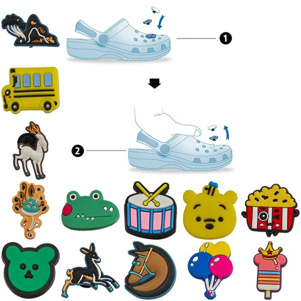 Cartoon-Accessoires-Muster-Schuhanhänger für Clog Jibbitz Bubble Slides Sandalen PVC-Dekorationen Weihnachten Geburtstagsgeschenk Partygeschenke P Otdrc