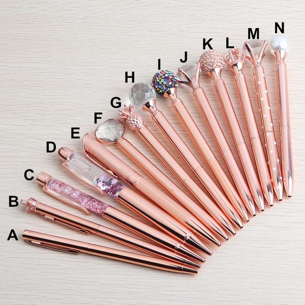 TENLAS 14PCS Gold Rose Ball5 Pen Gift Stationery Series Rose Gold Gold para fornecedores de escritórios escolares Pen Christmas Gifts