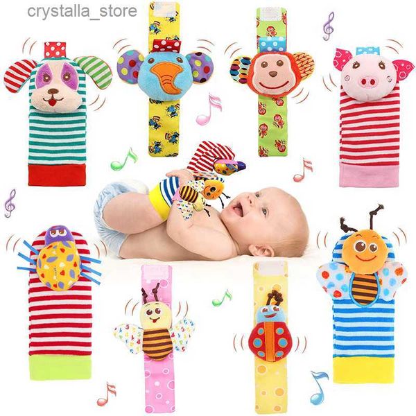 4 шт./компл., мягкие детские игрушки-погремушки, носки для поиска ног, погремушки для запястий, настоящий подарок для новорожденных, от 0 до 12 месяцев, L230518
