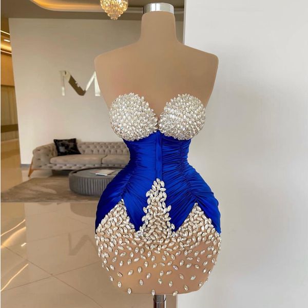 Moda mini vestidos de coquetel sem alças cristais sexy vestido de formatura sereia robes de coquetel 2023 vestidos de boate