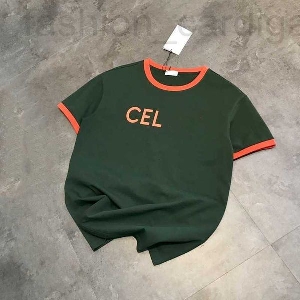 T-shirt da uomo firmate Abbigliamento uomo e donna firmato nello stesso stileVersione alta tendenza design CE senso nicchia verde collo a contrasto stampa lettera sciolta