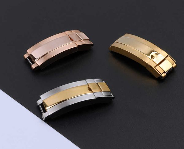 Relógio de design masculino fivela de grade de alta qualidade 16*9 acessórios de fecho de relógio 316L aço inoxidável prata preto rosa ouro ajustado dobrável deploymnet para GMTRX