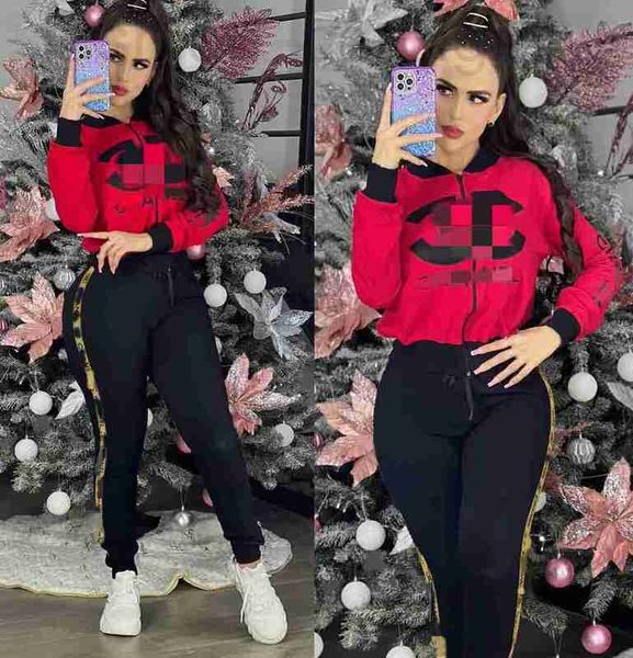 Frauen Zweiteilige Hosen Designer 2023 Frühling Trainingsanzug Frauen Outfits Casual Gedruckt Reißverschluss Jacke und Jogginghose Sets Freies Schiff TXIK