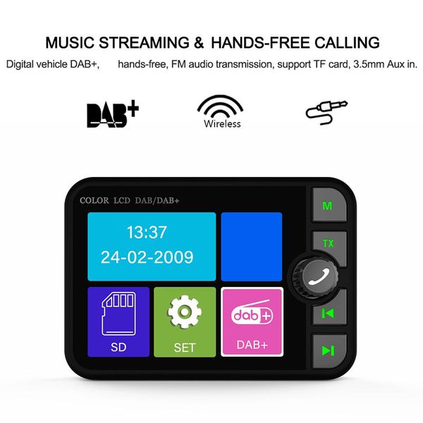 Radio 2,4-Zoll-DAB-Radioempfänger im Auto-Stereo-Sound, digitales Signal, FM-Radio, DAB+, Bluetooth, MP3-Player für Europa, Australien