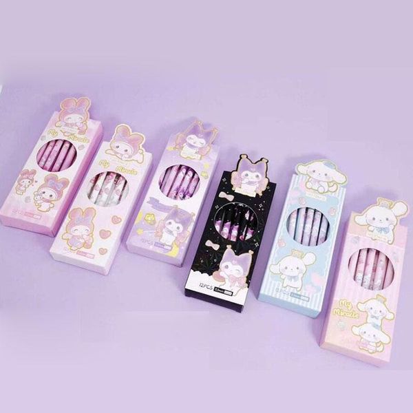 Penne 72 pezzi/lotto Kawaii Dog Cat Gel Penna carina 0,5 mm Inchiostro nero Neutro Penne Stationery Stationery Office Prodotti all'ingrosso