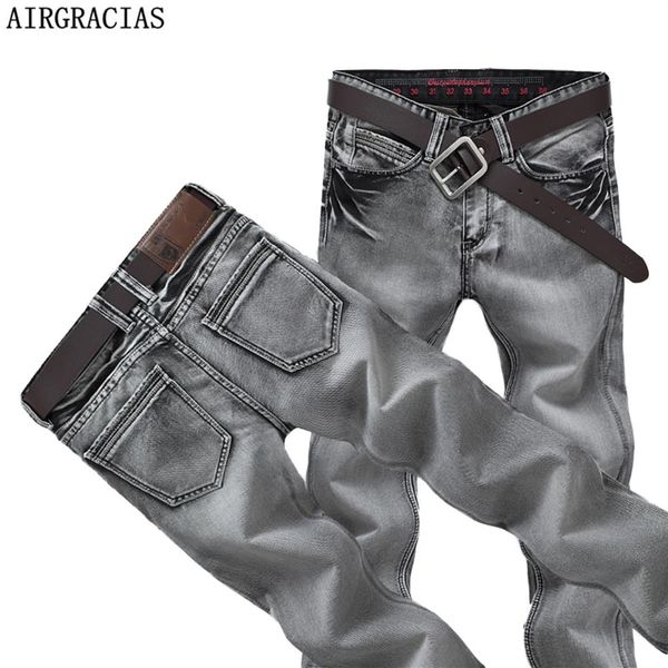 AIRGRACIAS Mens Jeans Classic Retro Nostalgia Straight Denim Jeans Men Plus Size 28-38 Men Calças Longas Calças Marca Biker Jean CX263b