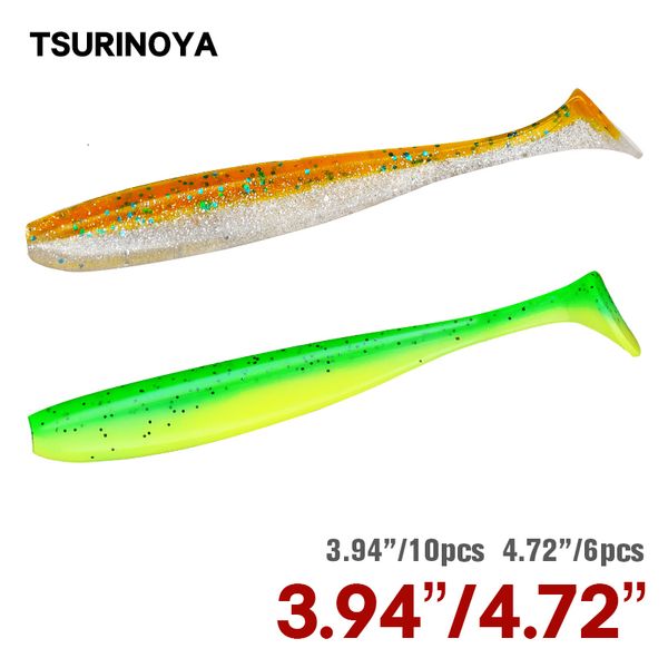 Esche Esche TSURINOYA DIMENSIONI 100mm 120mm T Tail Worm Soft Easy Shiner Odore artificiale Aggiunto per Bass Fishing Wobblers 230630