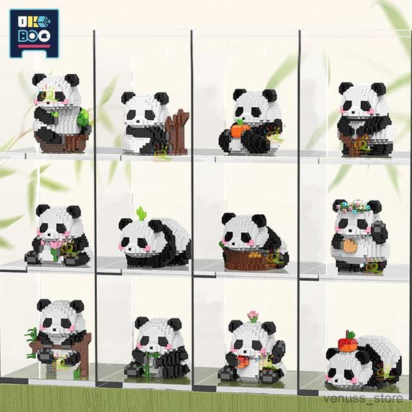 Blocks City Creative Cute Panda Serie Micro Building Block Cartoon Diamond Assembly Mahjong Modello Giocattoli per bambini Regalo R230701