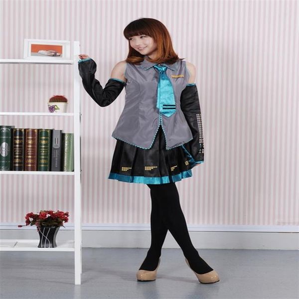 Anime Vocaloid Hatsune Miku Cosplay Traje Halloween Feminino Meninas Vestido Conjunto Completo Uniforme e Muitos Acessórios275f