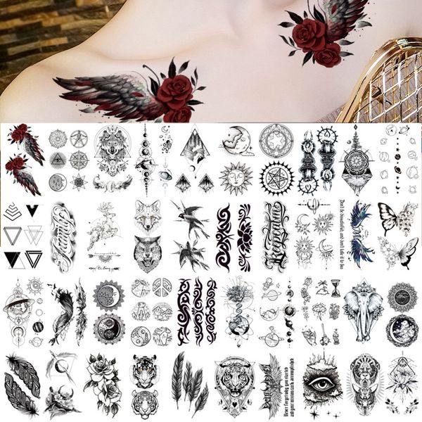 Temporäre Tattoos, 100 Stück, Mini-Persönlichkeit, temporäre Tattoo-Aufkleber, Blume, Tier, Adler, Schlange, Drache, Skorpion, Kreuz, Finger, Hals, Körper, Frauen, Mann, Tatoo 230701