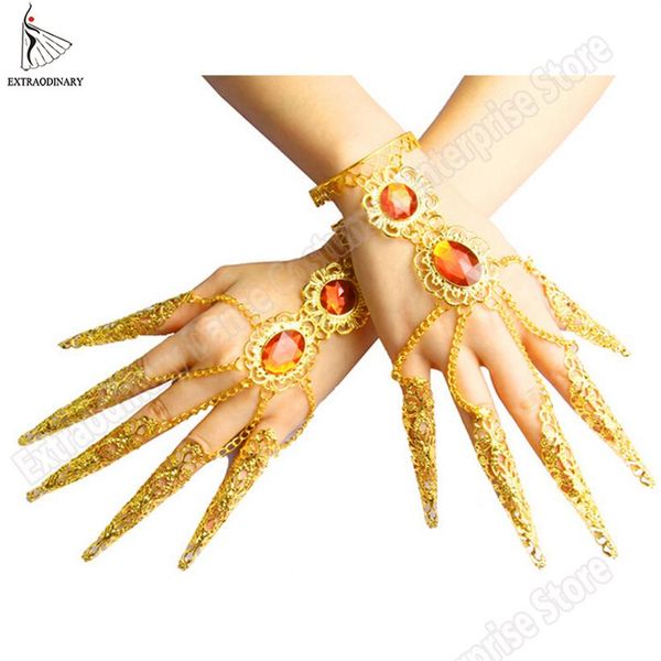 Nuove donne sexy danza del ventre danza gioielli migliaia di mani Guanyin Bollywood India bracciali accessori per unghie Gold2907