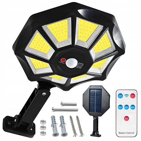 Tudo em uma Solar Street Courtyard Light, 168 Luz de parede do Sensor de Modo 168LED para parede externa, jardim, rua, estrada, estacionamento, trilha, quadra