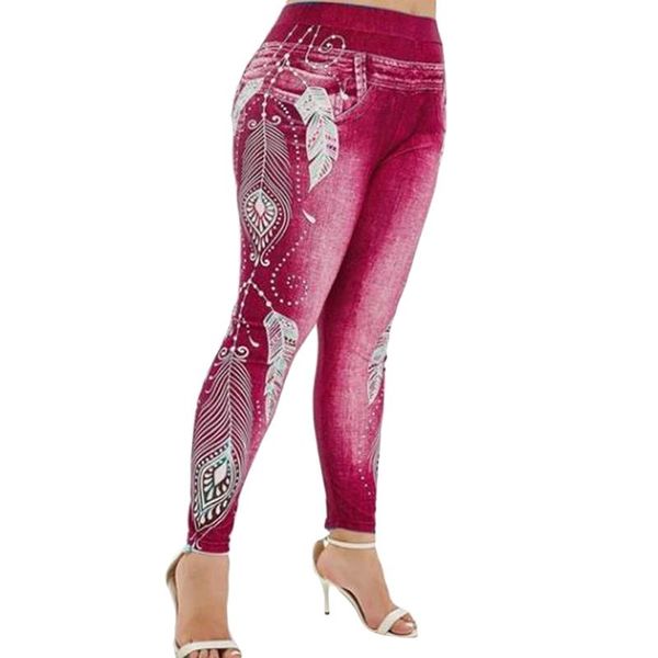 Capris mulheres calças de cintura alta jeans 3d impresso leggings emagrecimento leggings wear senhora moda jean femme pant