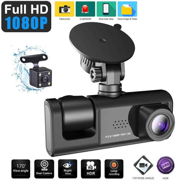 Auto-DVR-Kanal-Dashcam für Videorecorder, Dashcam, Black Box, Dual-Objektiv-DVR mit Rückfahrkamera, 24-Stunden-ParkmonitorHKD230701