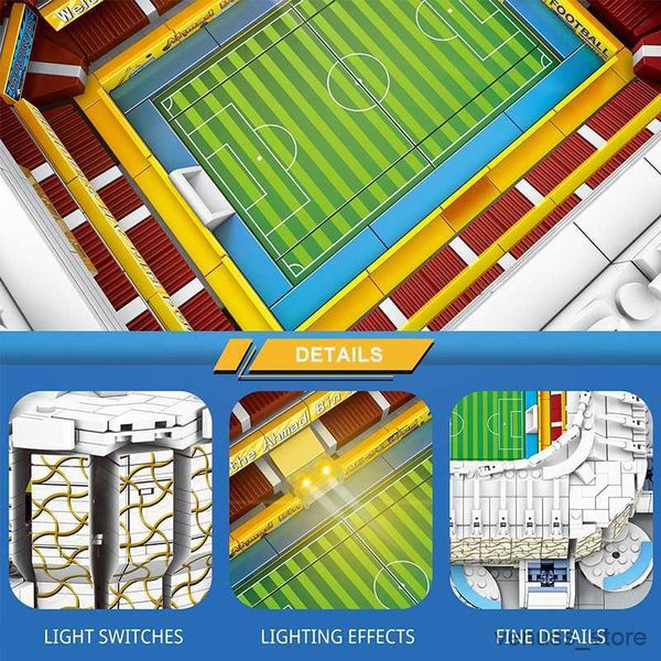 Blocos Cidade Futebol Campo de Futebol Estádio Modelo Blocos de Construção Thumama Arquitetura Brinquedos Presente R230701