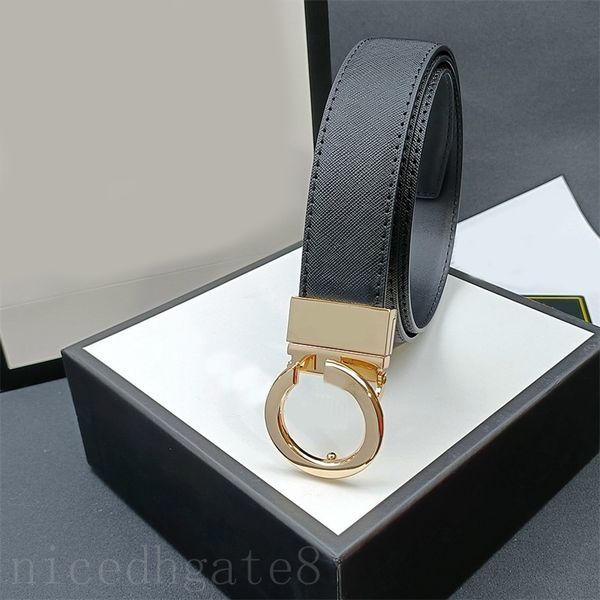 Кожаный ремень для мужчин дизайнерские ремни Черный черный с низкой элегантной золотой серебряной пряжкой