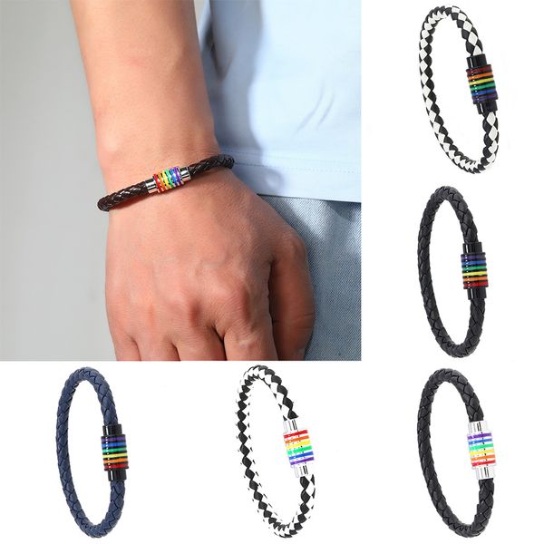 Regenbogen-gewebtes Armband, Herren- und Damen-Lederarmband, Modeaccessoires, Geschenkartikel