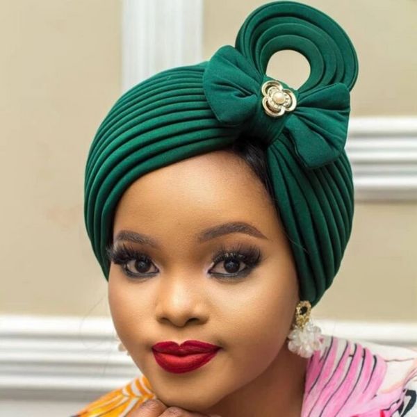 2023 neue Afrikanische Auto Gele Headtie Nigerian Hochzeit Gele Moslemisches Hijab Turban Kappe Arabischen Indien Hut Weiblichen Kopf Wraps Turbante mujer