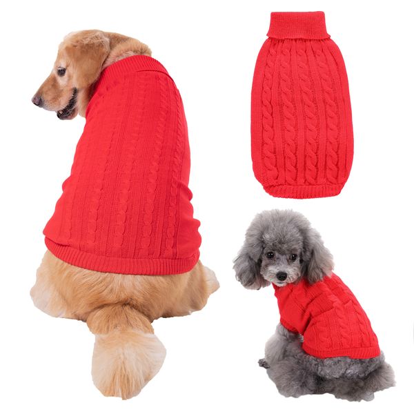 Hundebekleidung liefert Hundebekleidung einfarbig gedrehter Rollkragenpullover für Hunde im Herbst im Großhandel