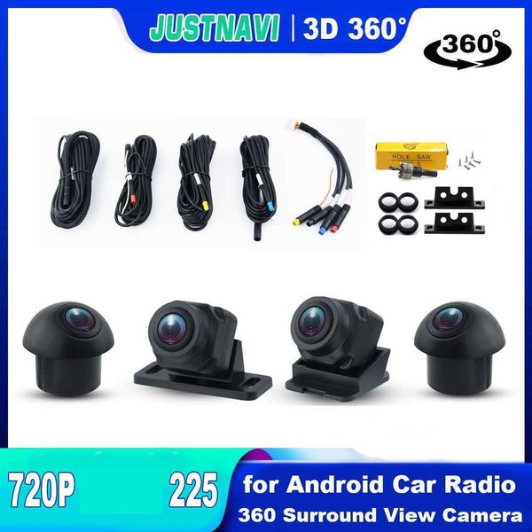 Carro dvr JUSTNAVI HD Bird View System 4 720P Panoramic 225 3D 360 Surround Camera for Android RadioHKD230701