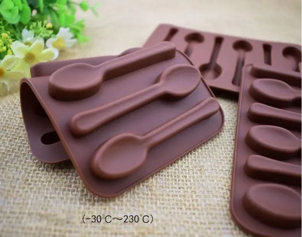 Non-stick Silicone DIY Cake Decoration mould 6 Holes Spoon Shape Chocolate Molds Jelly Ice Baking 3D Candy new 2023 JY01