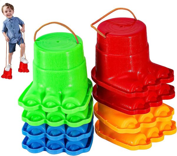 Brinquedo esportivo de palafitas de equilíbrio para crianças, palafitas de plástico para caminhada, brinquedo para pés de monstro com corda ajustável, equilíbrio e força de coordenação, jogo ativo