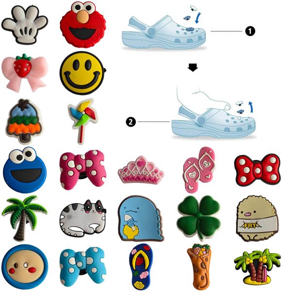 Cartoon-Accessoires-Muster-Schuhanhänger für Clog Jibbitz Bubble Slides Sandalen PVC-Dekorationen Weihnachten Geburtstagsgeschenk Partygeschenke P Ot7Nz