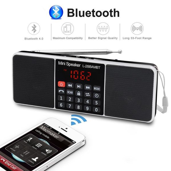 Radio Hifi Radio portatile Am Fm Altoparlante Bluetooth Stereo Lettore Mp3 Tf/sd Card Unità USB Chiamata in vivavoce Display a LED Altoparlanti