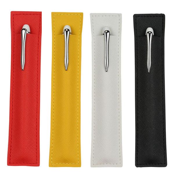 Penne 100 pezzi Portable Protective PU Custodia per PU per lo stilo Porta a sfera Cover Cover Torch Pen Pen Bags Borse Office School Supplies