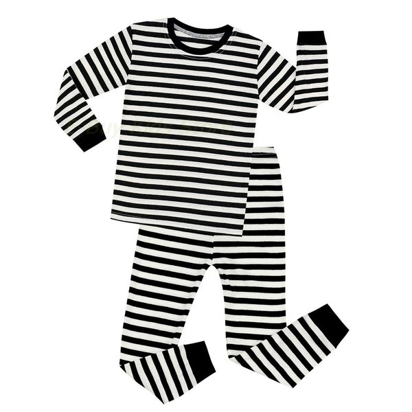 Conjuntos de roupas menino clássico preto branco triped ternos criança crianças casuais dormir pijamas conjunto para crianças pijama de manga comprida 230630