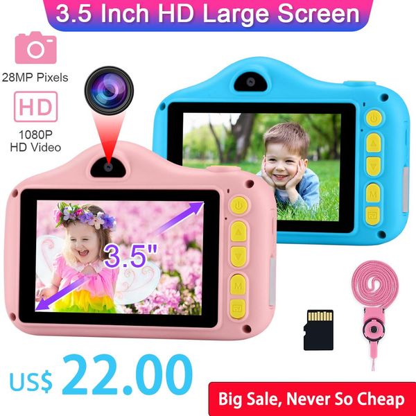 Konektörler İlerleme 3.5 inç çocuk kamera çocuk oyuncakları 28MP çocuk dijital spor mini kamera kamera video video fotoğraf kamera kız Noel hediyesi