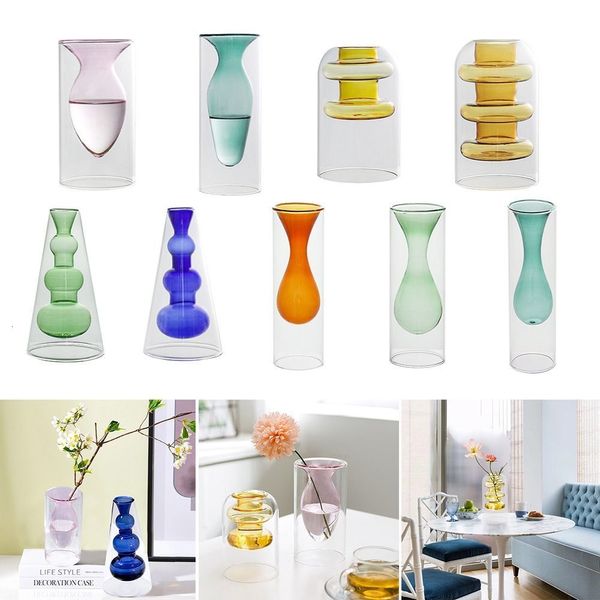 Vasos Nordic Home Decor Vaso De Vidro Sala De Estar Decoração De Flores Decorações Transparentes Óculos Decorativos Presentes l230701