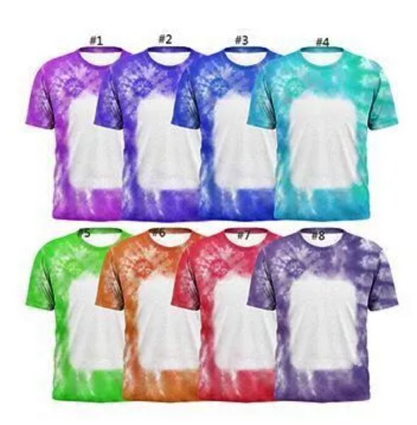 T-shirt de transferência de calor para decoração de festa impressão em branco unissex sublimação camisas descoloridas camisas de alvejante em branco pedidos de alvejante personalizado JY01