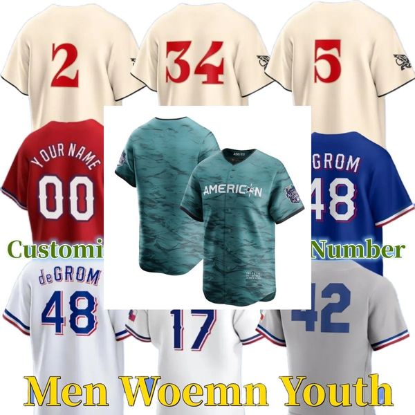 2023 All-Star City Homens Mulheres Juventude Texa 54 Martin Perez 72 Jonathan Hernandez 25 Jose Leclerc 30 Nathaniel Lowe Ranger Jersey de beisebol