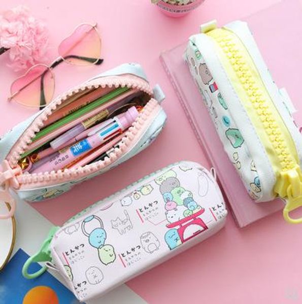 Bags 8 PCs/lote de desenho animado Sumikko Gurashi PU PU de grande capacidade Bolsa de lápis Case de lápis.