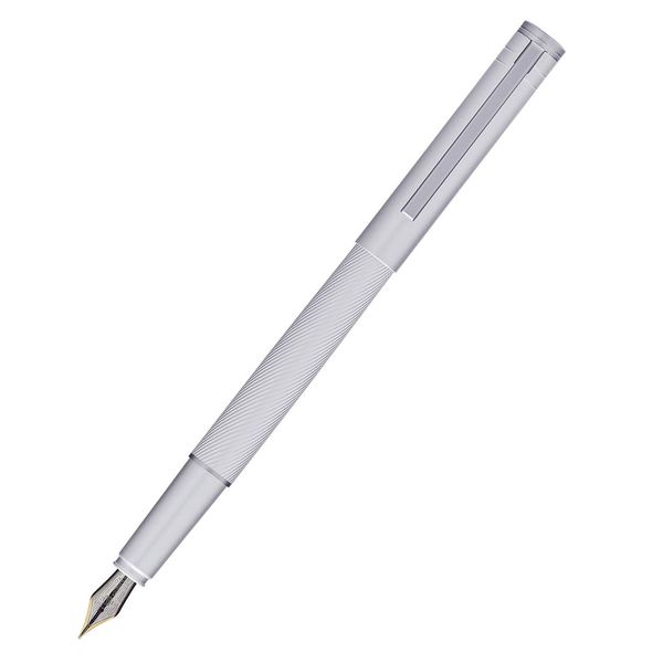 Pens Hongdian H1 Metal Fountain Pen Aluminium Aluman Light Silvergolden Nib EF/F 0,4/0,5mm de tinta de escrita caneta para Escritório de Negócios