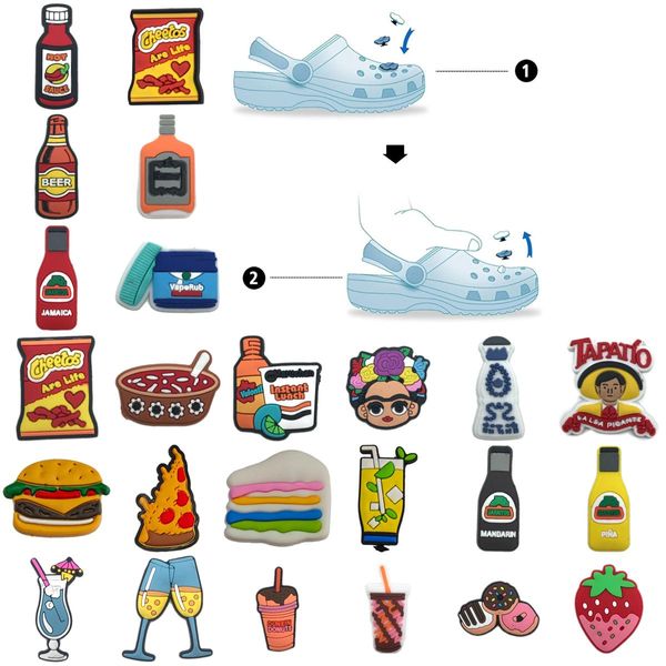 Karikatür Aksesuarları Desen Charms Ayakkabı Terlik Dekorasyon Çapraz Içme Charm Clog Damla Teslimat Otzny