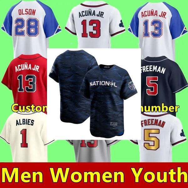 2023 All-Star City Herren Damen Jugend 44 Hank Aaron 8 Eddie Rosario 54 Max Fried 77 Joe Jimenez Baseball-Trikot