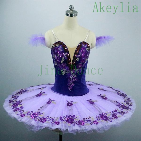 Adulto Meninas Roxo Ballet Tutu Feminino Pancake Bandeja Profissional Ballet Tutu Traje de Palco Crianças Quebra-Nozes Ballet Clássico Dance248m