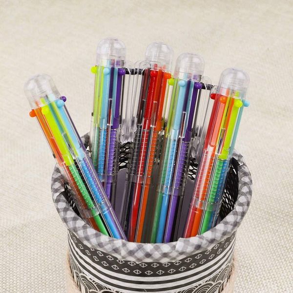 Canetas 50 pacote de esferográfica multicolor canetas divertidas 0,5 mm 6in1 Rainbow Pens retrátil Kids Office School Sala de sala de aula dos alunos presente