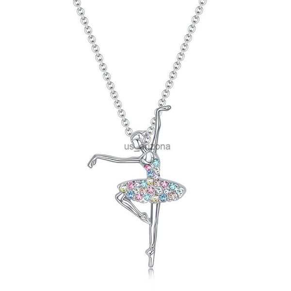 Squisita ragazza che balla Ballerina Ballerina Ciondolo di balletto Collana Fascino Colore Zircone Girocollo Sorpresa Regalo di gioielli per ragazze Donne L230620